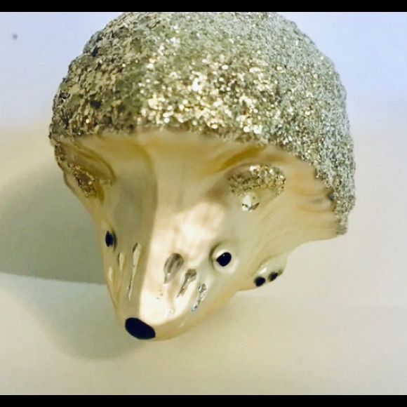 Light Gold Glass Clip On Hedgehog Ornament Xmas - Picture 3 of 7